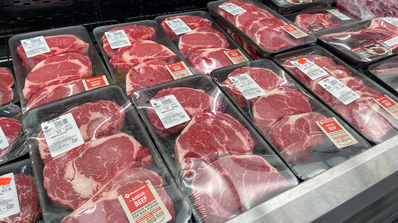 Ribeye steaks in packaging at Sam's Club.