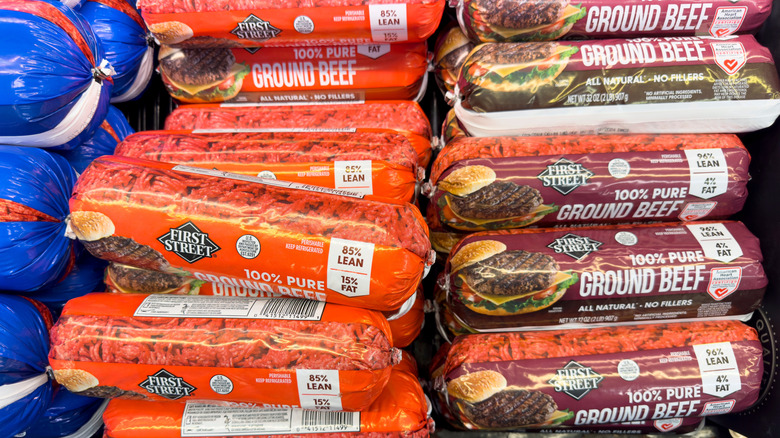 Frozen ground beef tubes