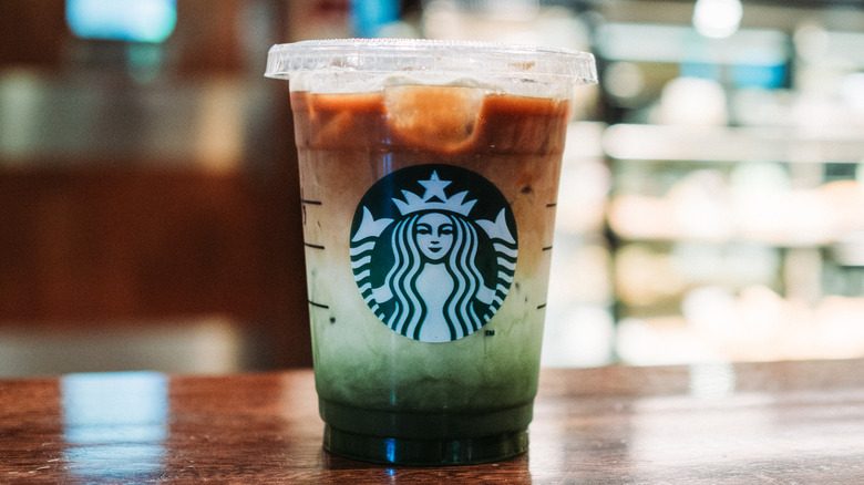 Iced matcha at Starbucks with cold foam