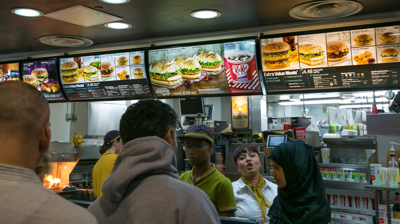 The interior of a crowded McDonald's restaurant