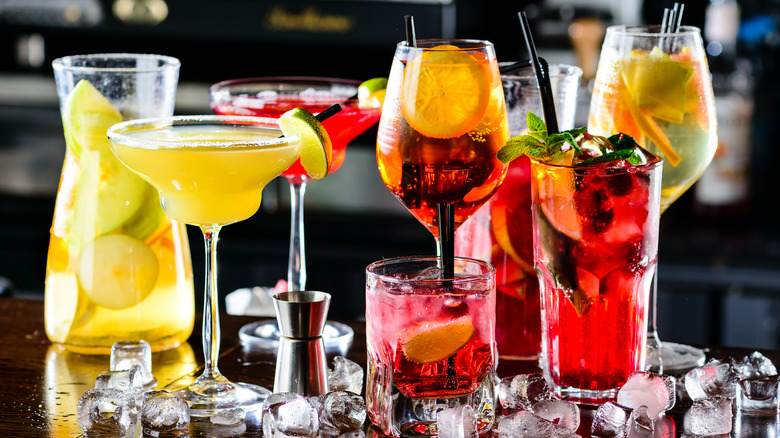 Assorted cocktails on bar