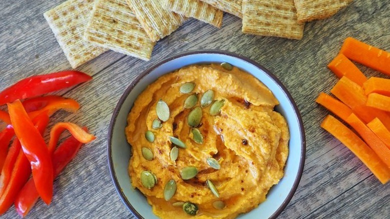 pumpkin dip with pumpkin seeds
