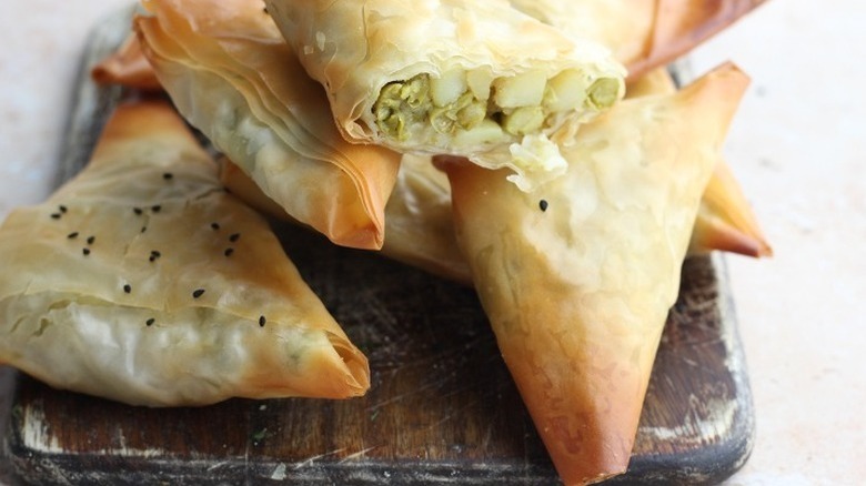 pea and potato-filled samosas
