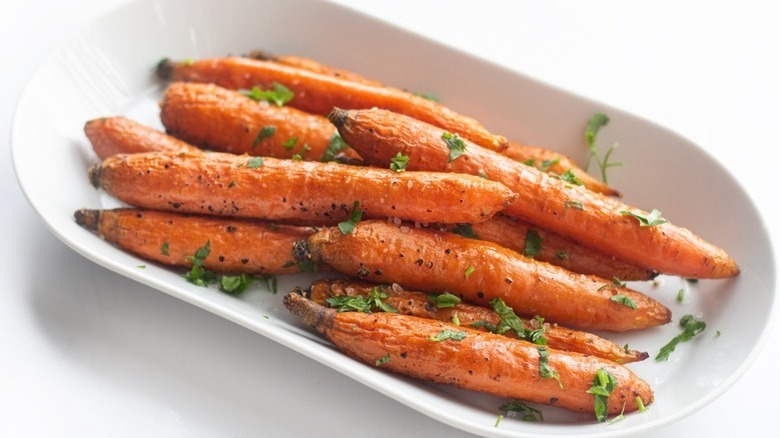 whole roast carrots with parsley