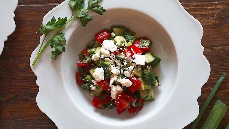 tomato cucumber feta cheese salad