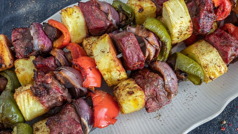 beef and vegetable shish kabobs
