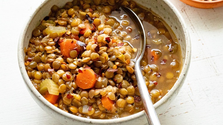 lentil soup with carrot chunks