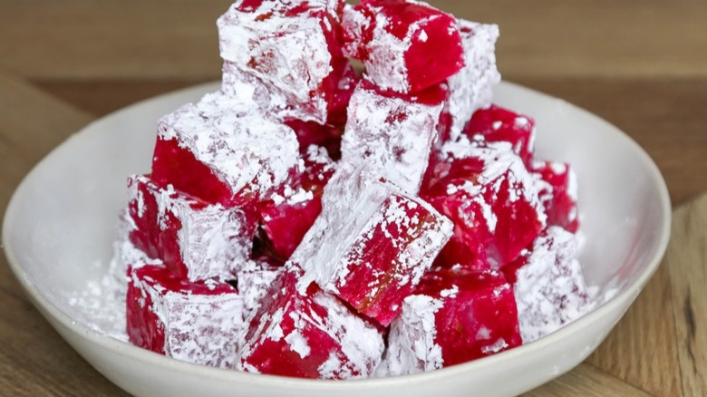 Turkish delight in white bowl