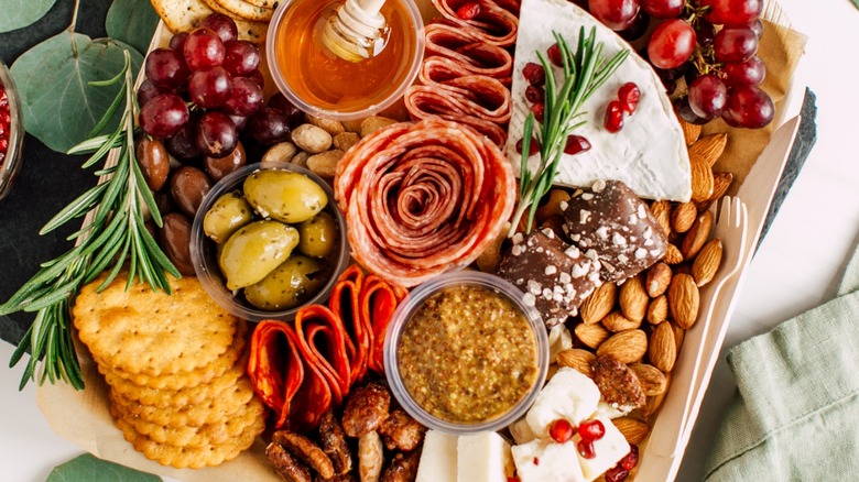 overflowing charcuterie board 