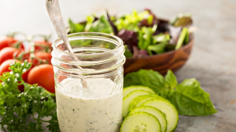 Ranch dressing in a mason jar