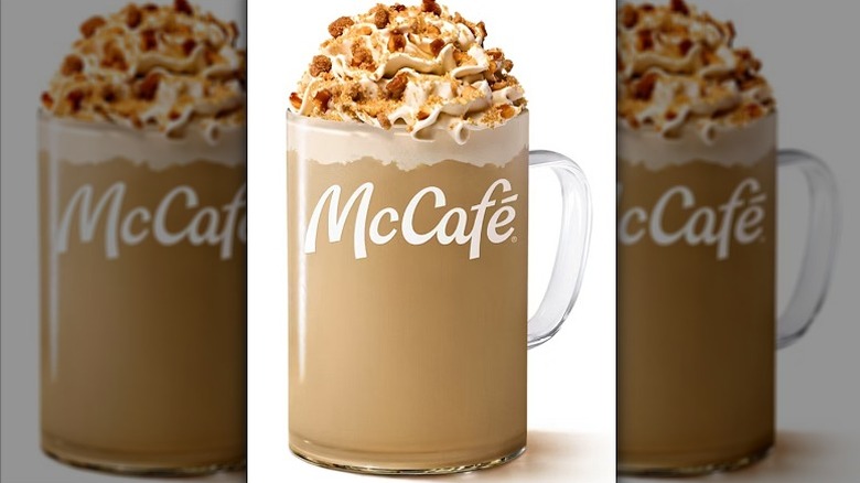 A McCafe caramel apple pie coffee drink on a white background