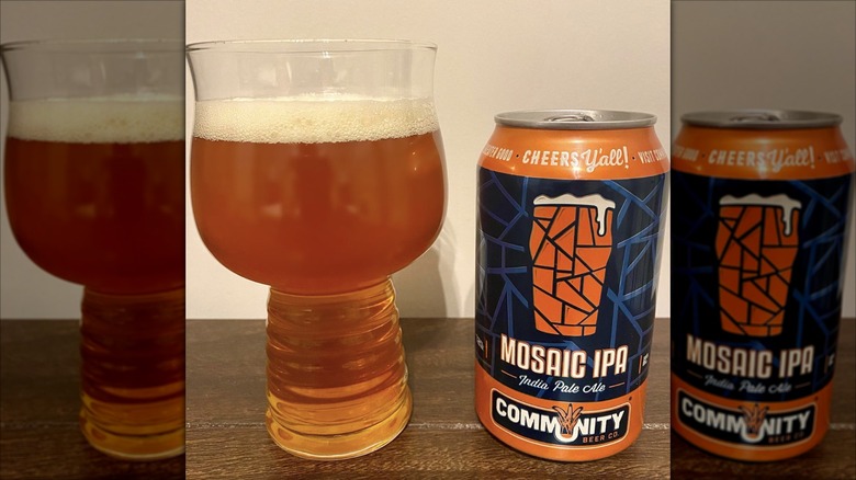 Community Beer Co. Mosaic IPA can and in a glass