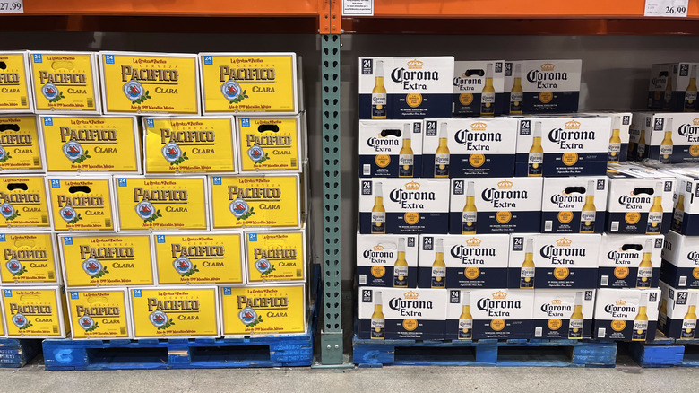 Beer cases on Costco shelves