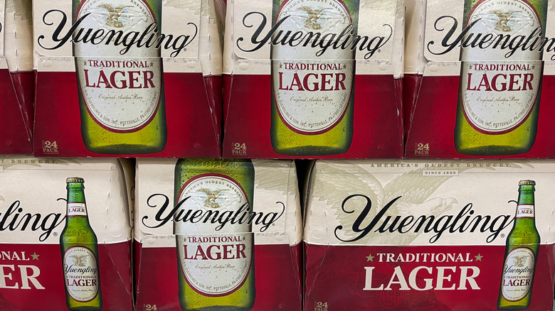 Stacked cases of Yuengling beer