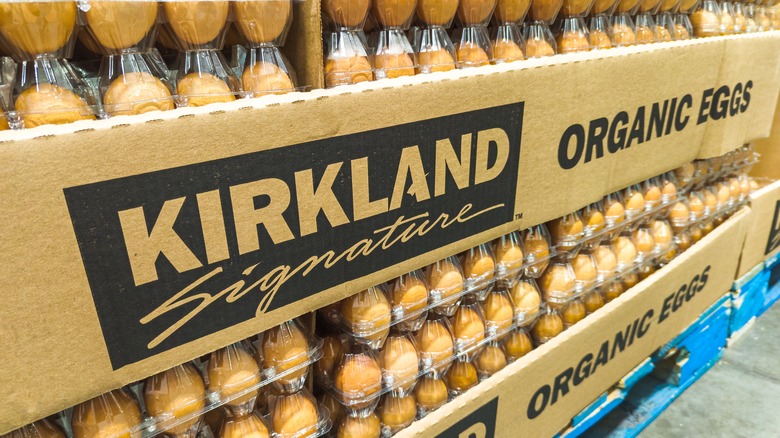 cases of Kirkland Signature organic eggs