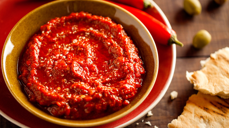 Chili paste in a ceramic bowl