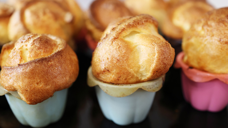 Close-up of popover breads.