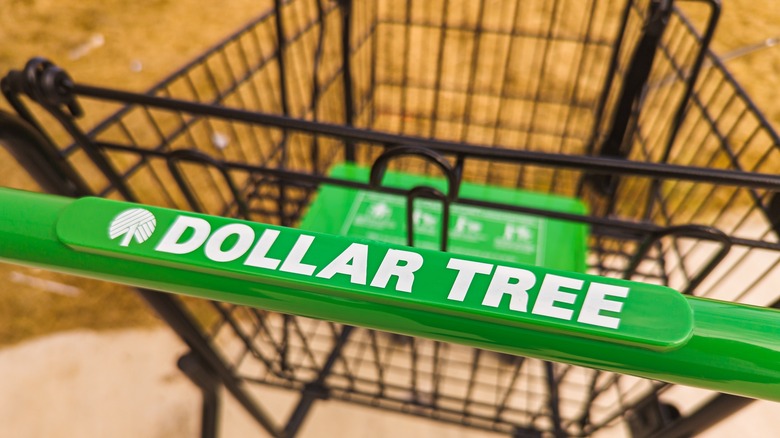 Up close view of Dollar Tree cart handle