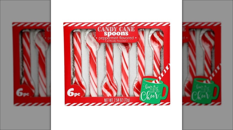 Packaged box of six candy cane spoons