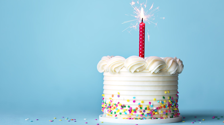 birthday cake with sparkler candle