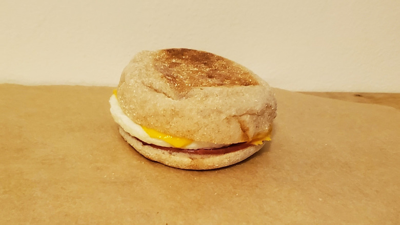 a Jimmy Dean Delights English muffin sandwich