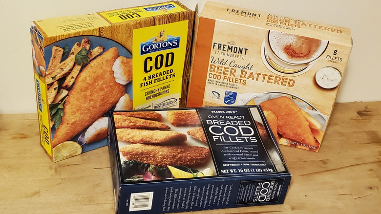 Three boxes of frozen cod fillets