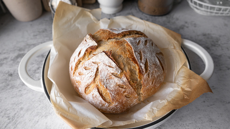 Freshly baked sourdough loaf
