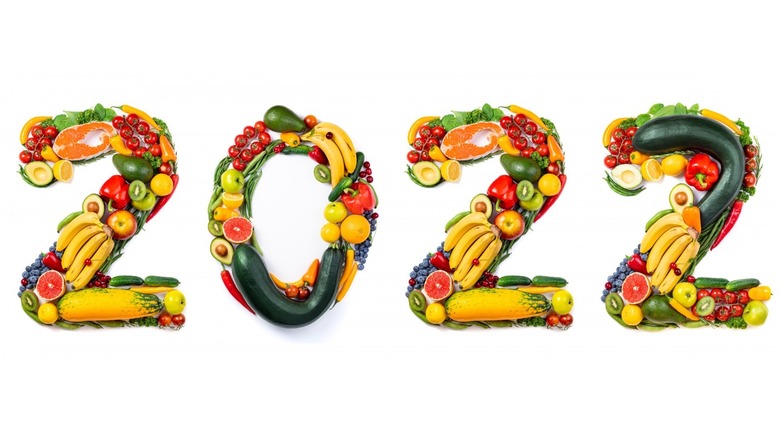 2022 spelled out with fruit