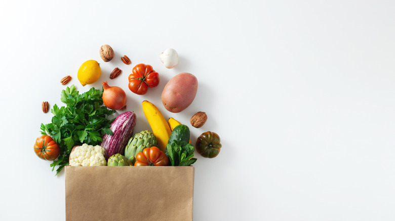 grocery bag of vegetables