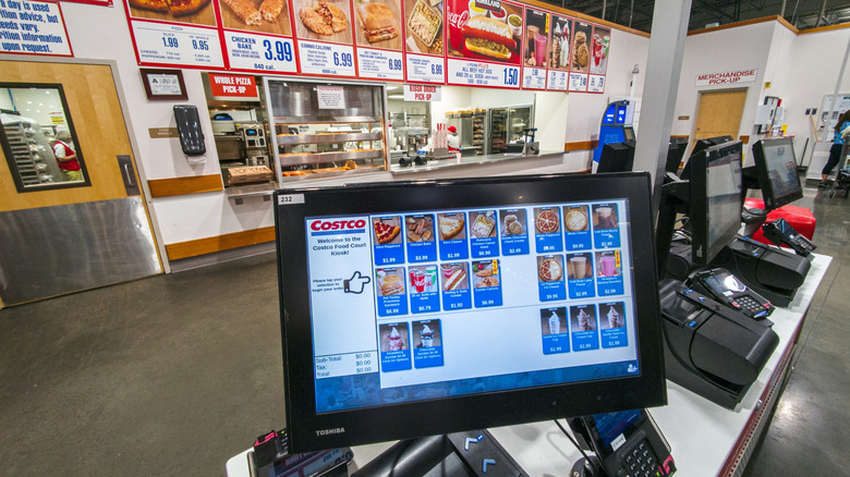 the ordering station at a Costco food court