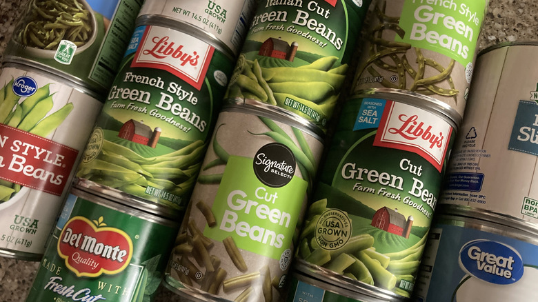 cans of grocery store green beans