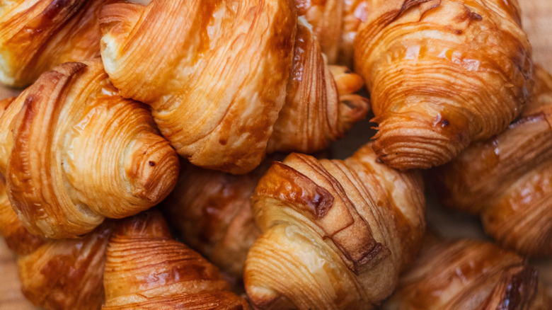 A pile of buttery croissants