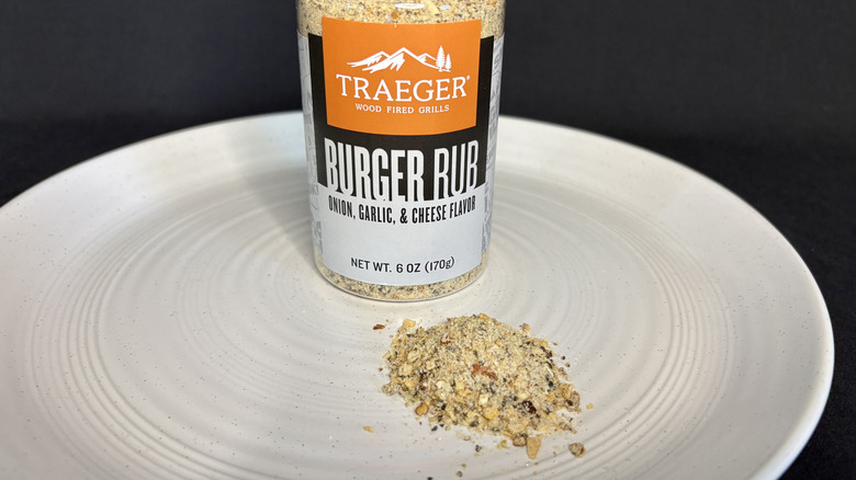 Spice on a plate with Traeger jar behind