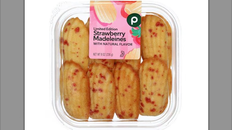 Packege containing eight strawberry madeleine cookies from Publix