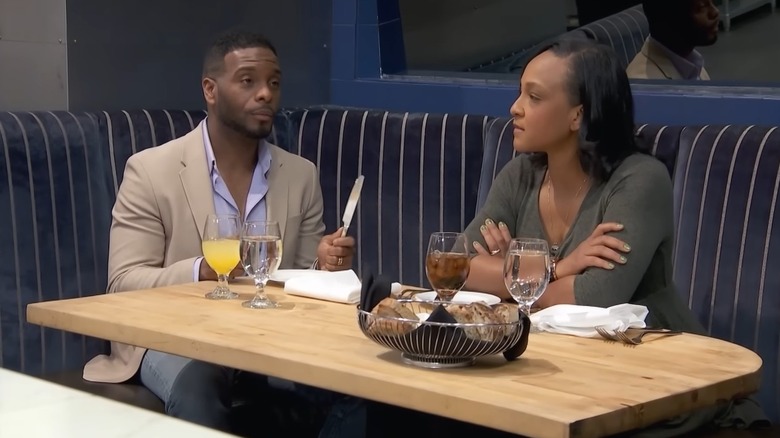 Kel Mitchell and his wife, Asia Lee-Mitchell, wait at their table on "Hell's Kitchen."