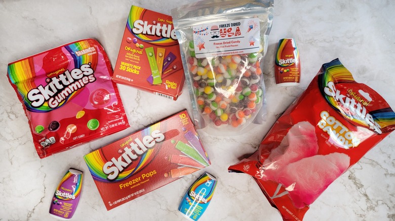 Skittles flavored product assortment