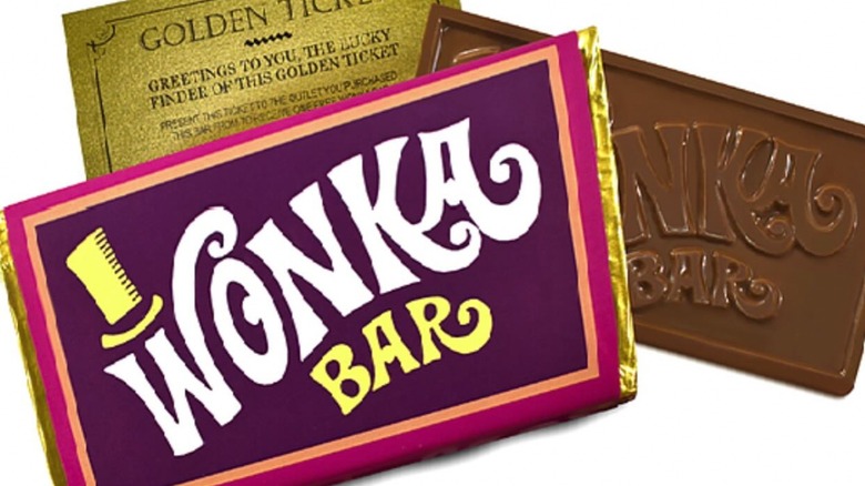 Wonka Bar, wrapper, and golden ticket