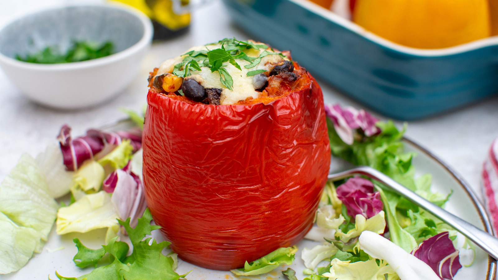 Rice And Vegetable Enchilada-Stuffed Peppers Recipe