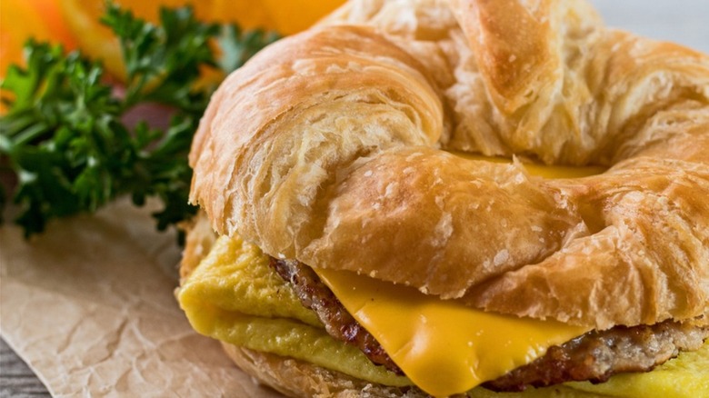 close up of Burger King Sausage, Egg, & Cheese Croissan'Wich Copycat
