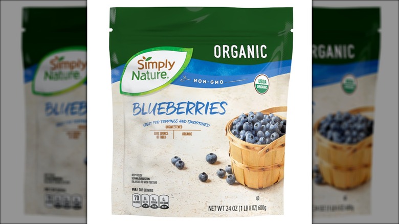 A bag of Simply Nature Organic Blueberries