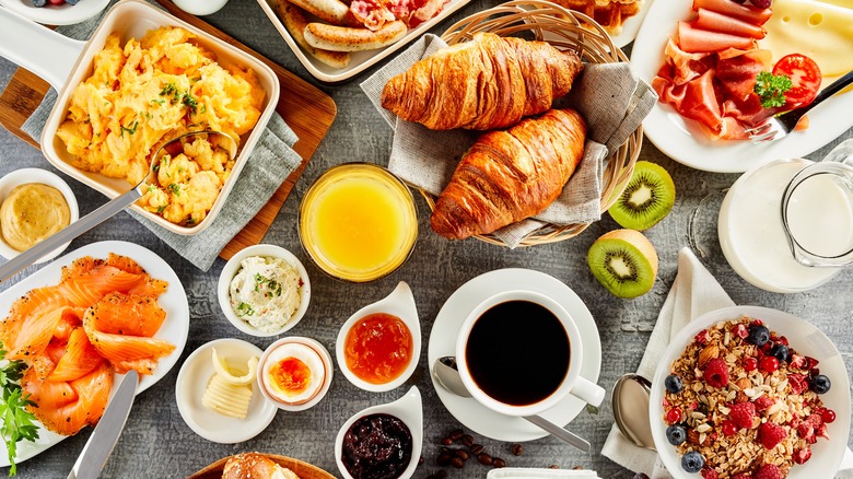breakfast buffet top view