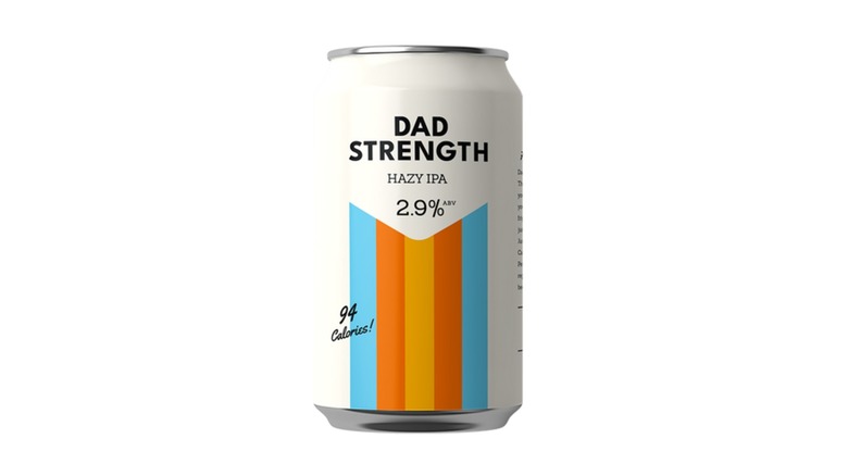 Can of Dad Strength Brewing Hazy IPA on a white background