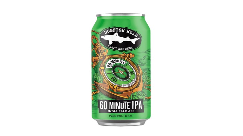 Can of Dogfish Head 60 Minute IPA on a white background