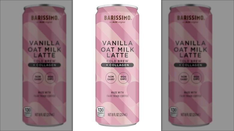 A canned vanilla oat milk latte cold brew.