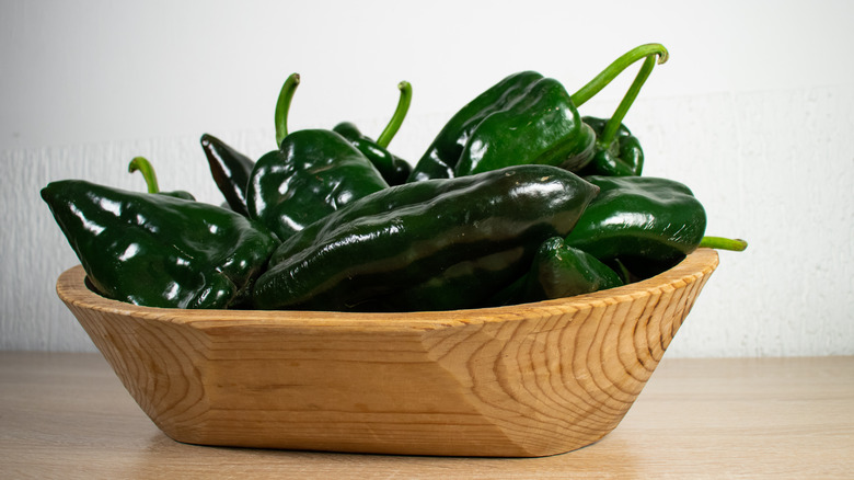 Basket of poblano peppers