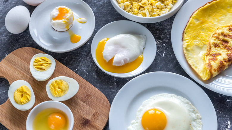 variety of breakfast egg dishes