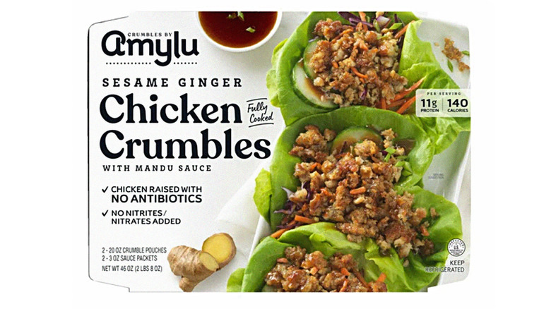 container of Amylu chicken crumbles