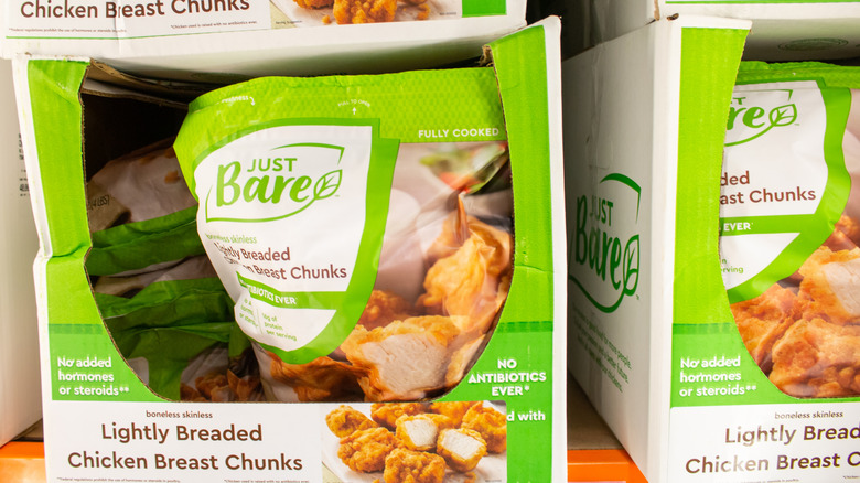 Just Bare Lightly Breaded Chicken Breast Chunks on shelf