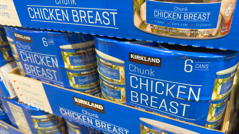Kirkland canned chunk chicken breast on shelves