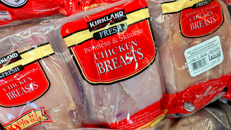packages of Kirkland boneless skinless chicken breast